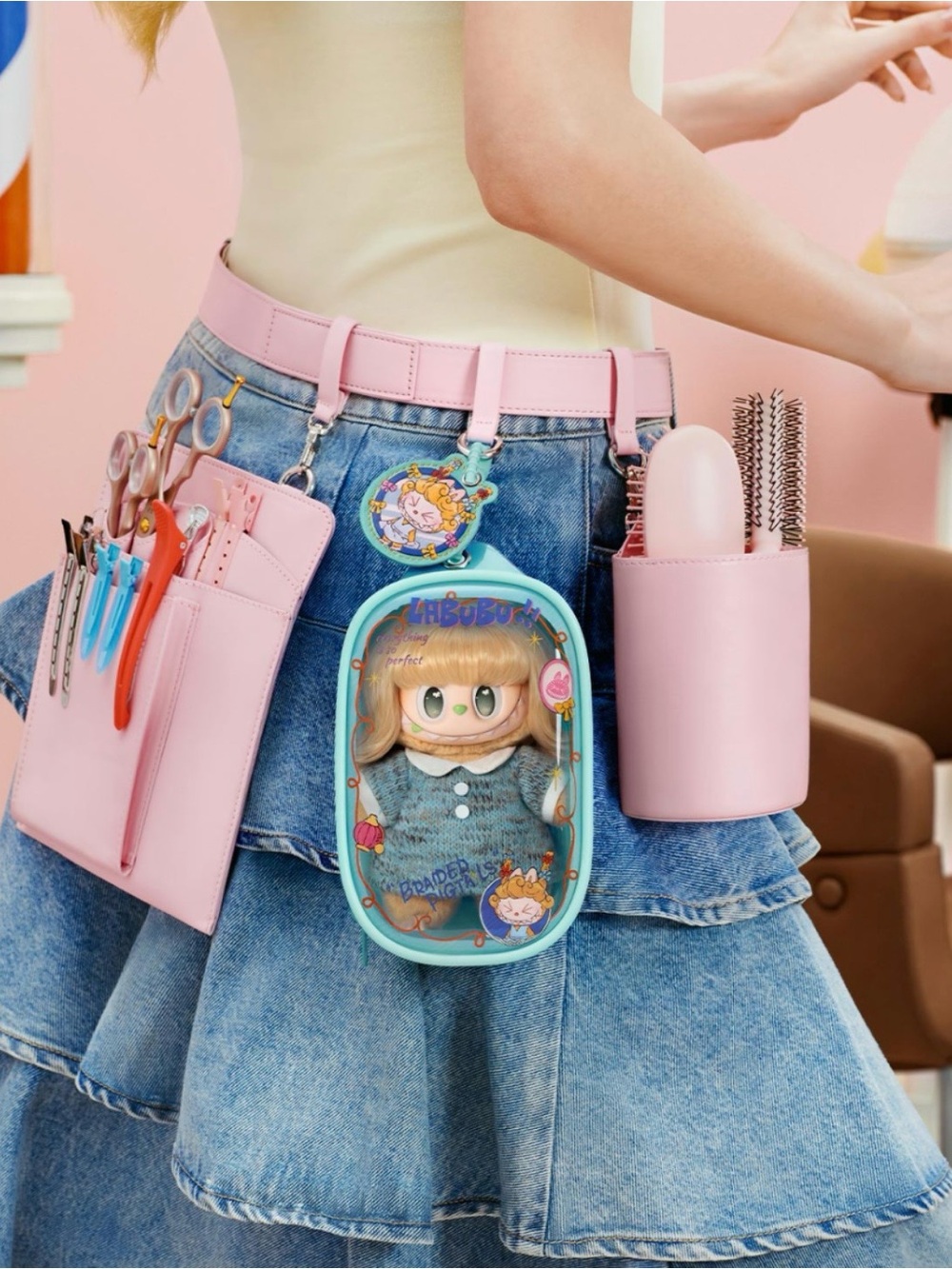 Popmart monsters display bag braided pigtails